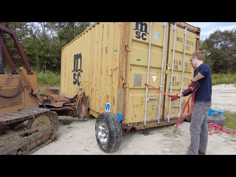 Using Container Wheels and a Bulldozer to Move Four 20ft. Shipping Containers
