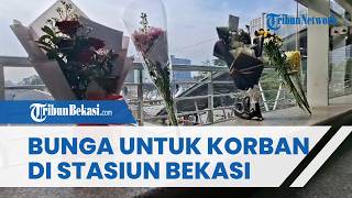 Momen Haru di Stasiun Bekasi Timur, Karangan Bunga Hiasi Kaca Stasiun usai Tragedi Laka Kereta