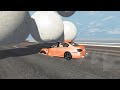 Beamng drive - Giant Concrete Balls rolling Against moving Cars