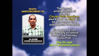 Claude Paris Boodhoo  ~ Medium Obituary