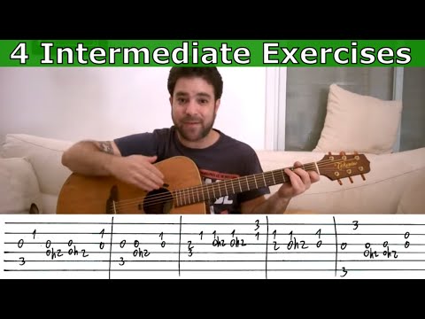 4 Intermediate Fingerstyle Exercise Riffs - Guitar Lesson Tutorial w/ TAB