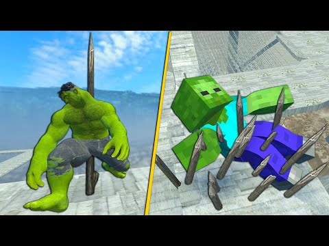Epic Superhero Ragdoll vs Deadly Spike Traps! Insane Overgrowth Falls & Physics