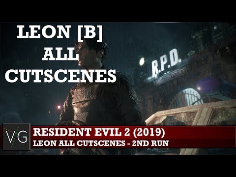 Resident Evil 2 (2019) - Leon S. Kennedy all cutscenes 2nd run + true ending (Leon [B])