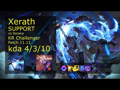 Xerath Support & Ezreal vs Soraka & Varus - KR Challenger 4/3/10 Patch 11.11 // [롤] 제라스 vs 소라카 서폿