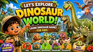 Download lagu 🦖 Let's Explore Dinosaur World! | Learn Dinosaur Names for Kids | T-Rex, Triceratops & More mp3