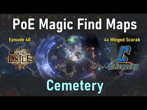 PoE Magic Find Maps (40) - Cemetery Map with 4 Winged Scarabs
