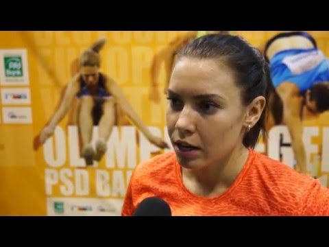 Alina Talay (BLR) after winning the 60mH in Düsseldorf