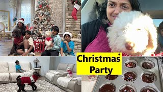 Friends வீட்ல கிறிஸ்துமஸ் பார்ட்டி  🎄 1st time Christmas 🤶 for our puppy ~ Family Traveler USA VLOG