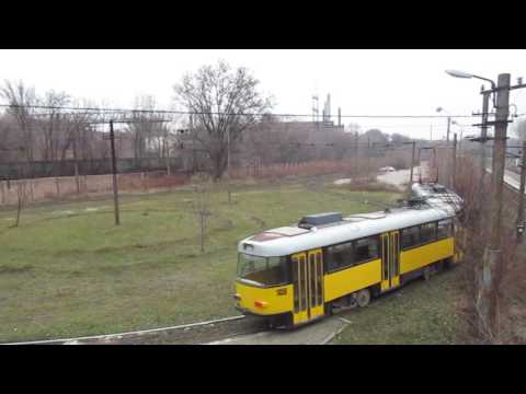 Tram Tatra T4D-MT+TB4D and Tatra T6A2M in Industrial Area
