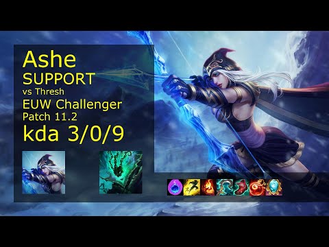 Ashe Support vs Thresh - EUW Challenger 3/0/9 Patch 11.2 Gameplay