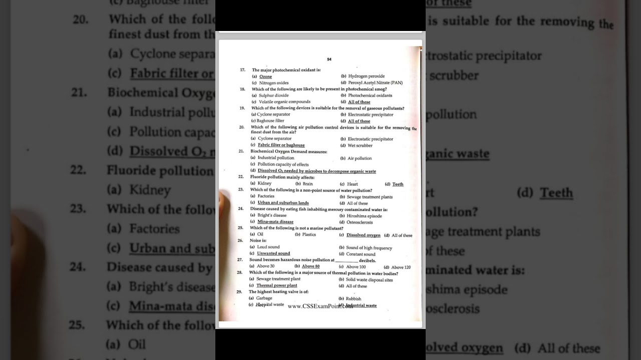 Environmental Science Solved MCQs.