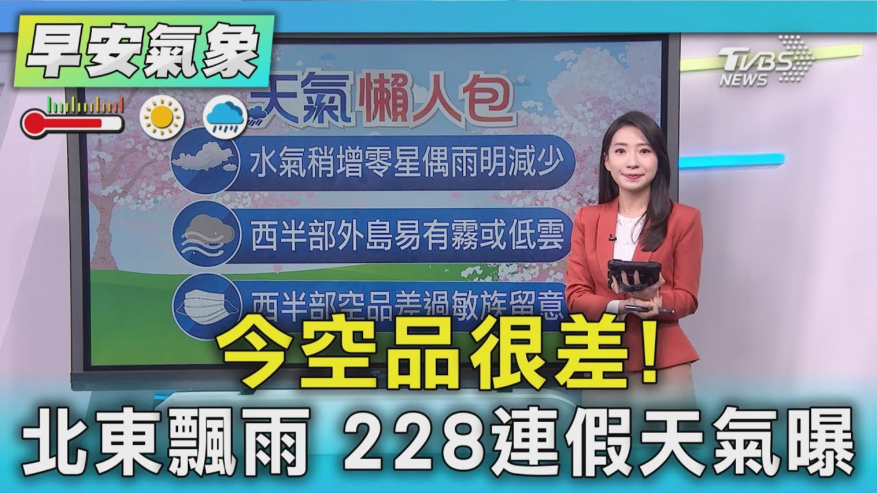 天氣/今空品很差! 北東飄雨 228連假天氣曝
