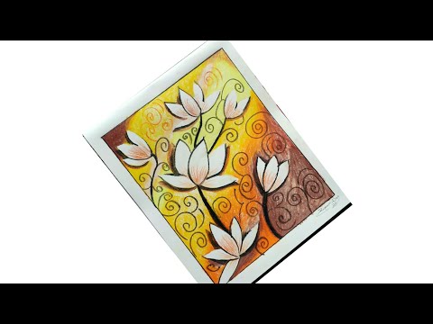 How to draw Flowers abstract with oil pastel drawing for beginners by RUPAM