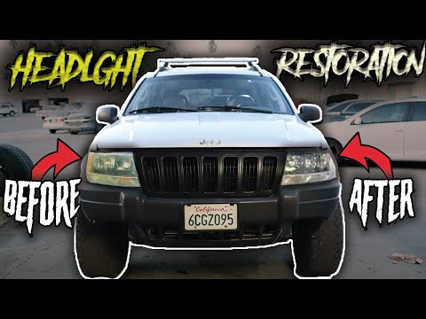 HOW TO RESTORE HEADLIGHTS ON ANY CAR ( EASY ) | Jeep WJ Grand Cherokee