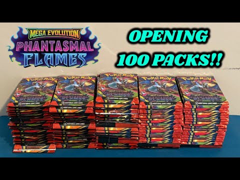 I opened 100 PACKS of PHANTASMAL FLAMES to try and COMPLETE THE SET!! (pokemon card opening)
