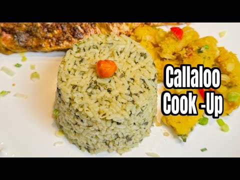 Guyanese Callaloo Cook-Up #guyaneserecipe #food #spinachrice #callaloo #villagecooking #villagelife