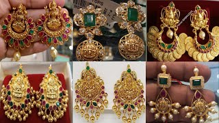 Traditional Gold Laxmi Earrings designs with weight || gold earrings designs with weight