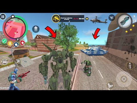 Rope Hero: Vice Town - (Transformer Jet Airplane Fight Green Car Robot) Tanks - Android Gameplay HD