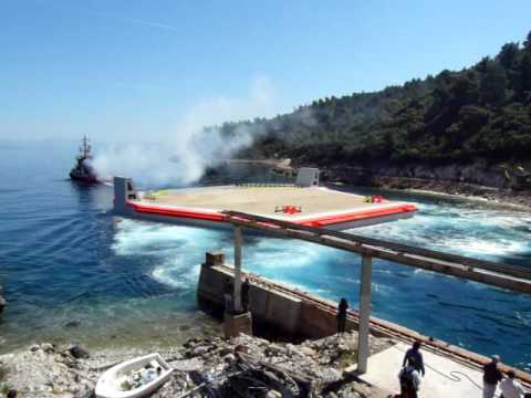 Launching of pontoon Yarmouk - Radež, Blato, Croatia