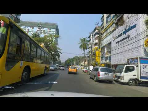 Cidade de Yangon | Dirigindo da rua Daw Thein Tin até o centro da rua 25 | Yangon, Mianmar (Birmânia)