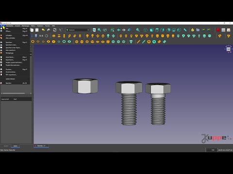 FreeCad Gewinde Tutorial #04 deutsch Schrauben + Muttern