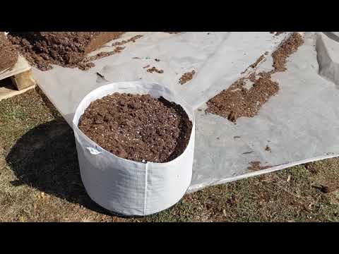Punjenje Vreca od agrotekstila sa Supstratom za borovnicu