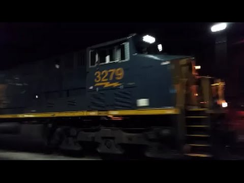 [CSX]3279 ET44AH T4 Leads Q438-23 Hybrid K5hll-R2 @ Track Speed Through Fay NC & SD60I Trailing