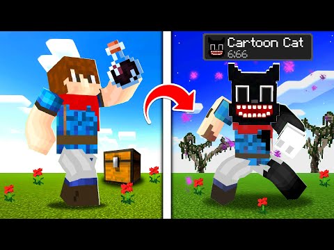 Crafting CARTOON CAT POTION In Minecraft! (Scary!)