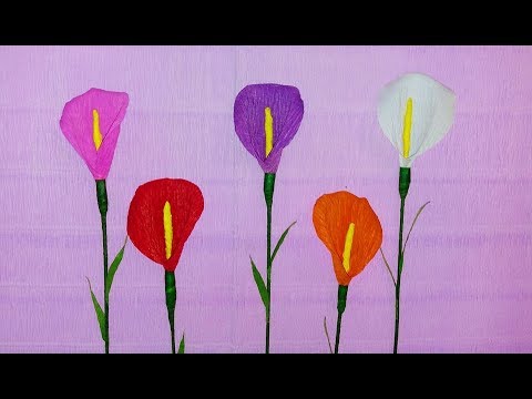 Make Calla Lily Paper Bouquet Flowers From Crepe Paper || Easy Craft Tutorial || Art Of Learning ||