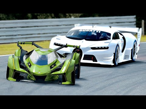 Bugatti Vision GT Arctic Edition vs Lamborghini V12 Vision GT at Brands Hatch