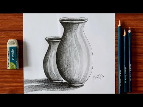 Still Life Drawing Step By Step | Pencil Shading Process of Pots | Pencil Drawing For Beginners |