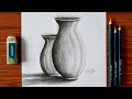 Still Life Drawing Step By Step Pencil Shading Process Of Pots Pencil Drawing For Beginners