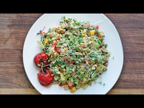 Grilled Chopped Chicken Salad with Avocado Lime Dressing