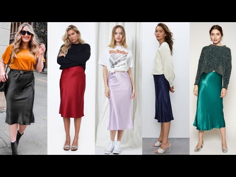 Glamorous fashionista ladies wearing soft & slip satin/silk midi Skirts#how to style satin skirts