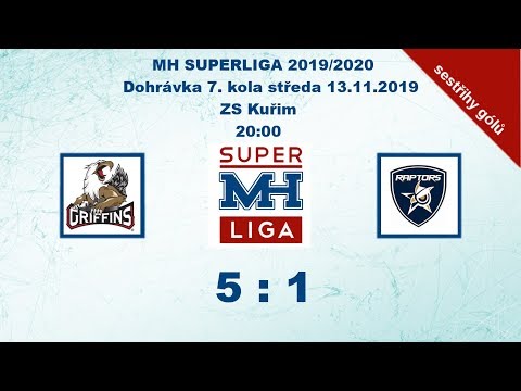 MH SUPERLIGA 7. kolo 2019/2020 Griffins vs Raptors 5:1 - sestřihy gólů