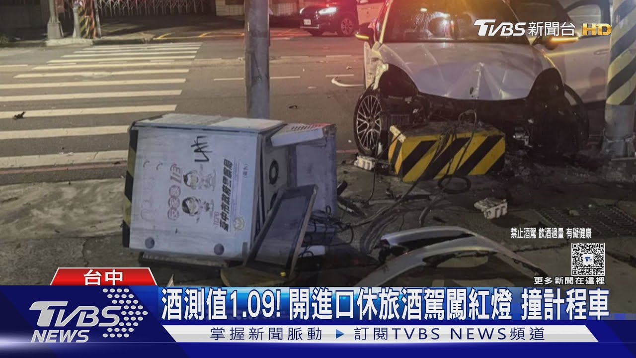 25歲酒駕男「1.09爆表」闖紅燈 保時捷撞爛計程車險釀禍