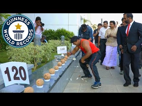 Most coconuts smashed in a minute! - Guinness World Records