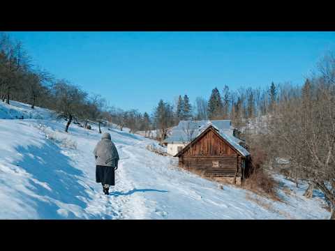 Beyond Civilization. Quiet Winter Day in the Life of an Elderly Woman