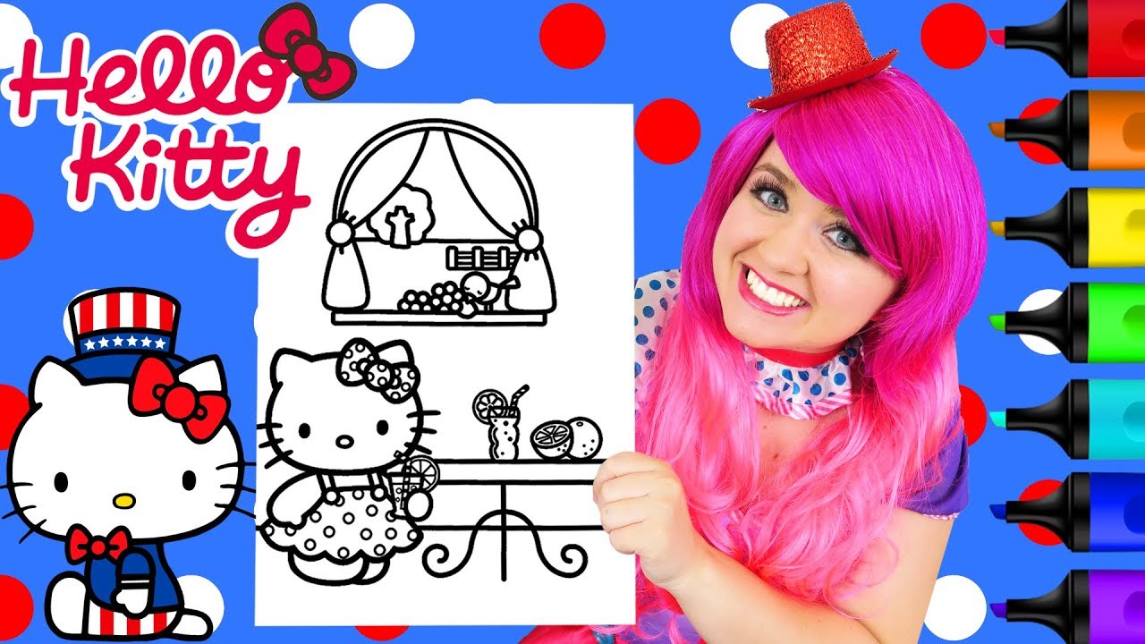 Coloring Hello Kitty 4th of July Sanrio Coloring Page Prismacolor Markers | KiMMi THE CLOWN