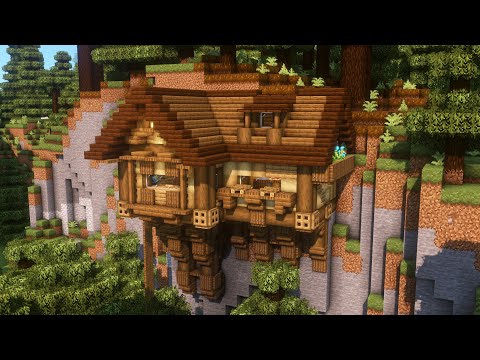 Minecraft | How to Build a Wooden Cliffside House Tutorial