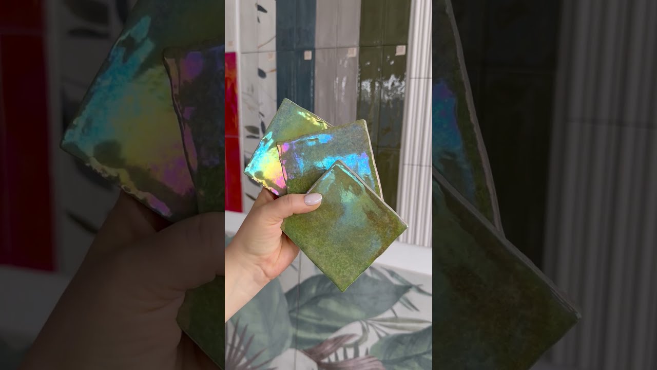 Szmaragd i tęczowe refleksy: Kwadratowe zielone płytki holograficzne