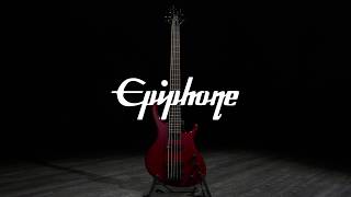 Video thumbnail for Epiphone Toby Deluxe V Bass, Trans Red | Gear4music demo by Gear4music Guitars