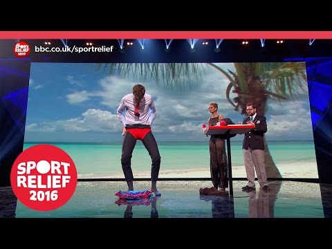 Greg James attempts a World Record for wearing swimming trunks