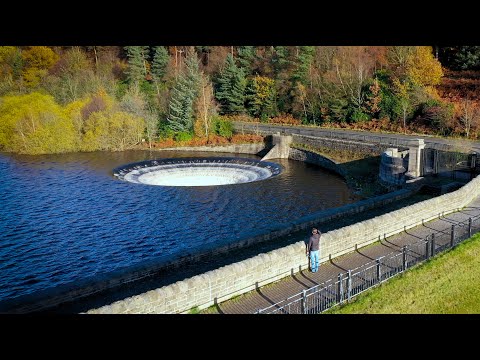 Ladybower Reservoir's plug hole during drought and flood, could you be sucked in?