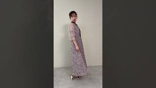 パープルのナロータイシアーボレロドレス 動画