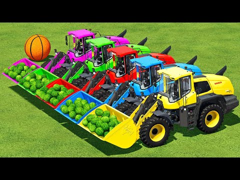 LOAD & TRANSPORT WATERMELONS & CARS WITH CLAAS WHEEL LOADERS - Farming Simulator 22