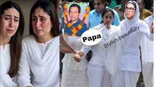 Download lagu Karisma Kapoor with daughter sister Kareena remembering crying for ex husband Sanjay at his funeral mp3