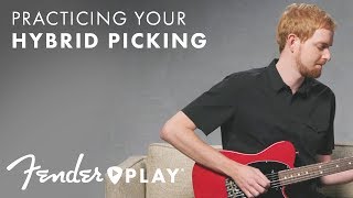 まず練習してみましょう この練習は（00:00:29 - 00:00:32） - How To Practice Your Hybrid Picking | Fender Play™ | Fender