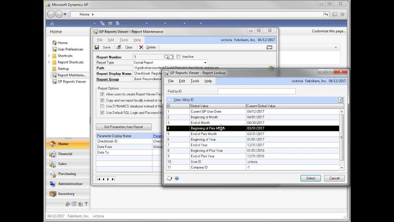 Using Global Parameters in GP Reports Viewer