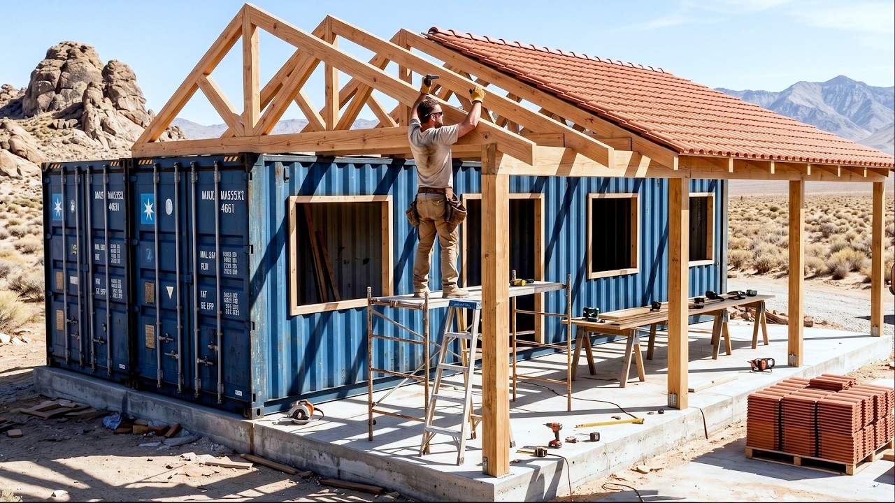 Man Builds a Dream Container House in the Middle of the Desert | Full Build by @themodernhomeproject